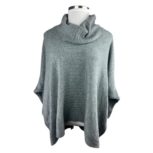 Nordstrom Collection 100% Cashmere Gray Cowl Neck Poncho Sweater Oversized XS/S - Picture 5 of 14